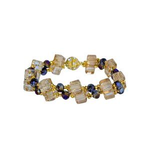 CZECH GLASS SEED BEADED BRACELET WITH RHINESTONE MAGNETIC CLASP